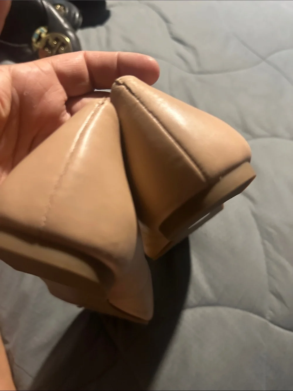 Tory Burch Blush Pink Leather Logo Ballet Flats